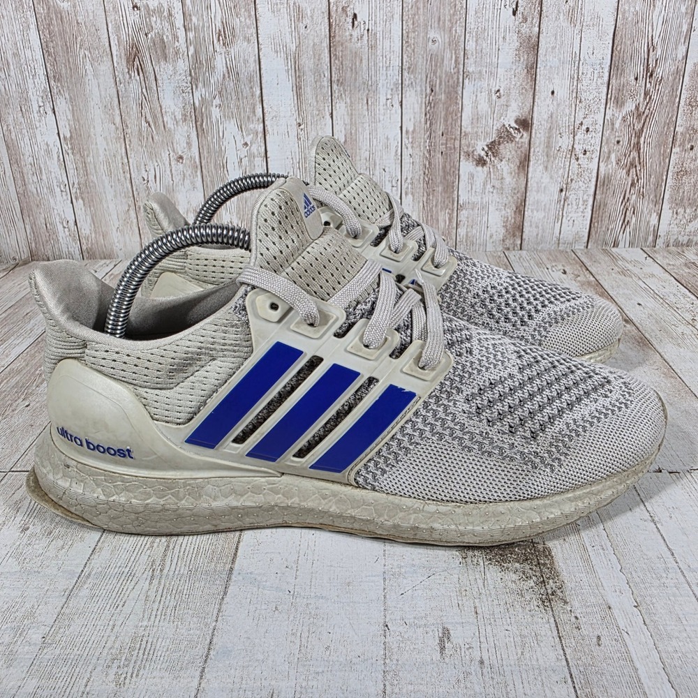 Adidas Ultraboost 1.0 DNA Mens Grey Royal Blue Running Shoes AF1912 Size 7.5